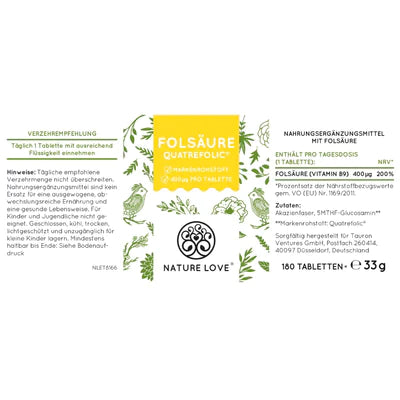 Nature Love - Folsäure 180 Tabletten