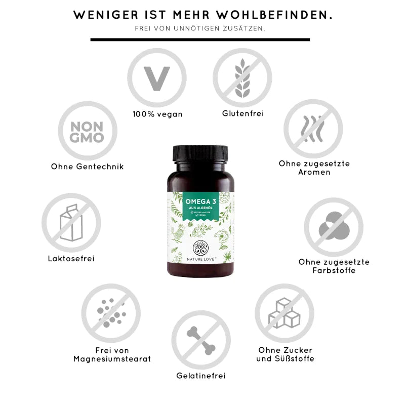 Nature Love - Omega 3 aus Algenöl vegan 90 Kapseln
